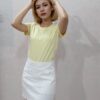 áo thun nữ tay ngắn cổ tròn màu vàng mơ