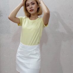 áo thun nữ tay ngắn cổ tròn màu vàng mơ