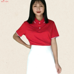 áo đồng phục doanh nghiệp nử màu đỏ tươi