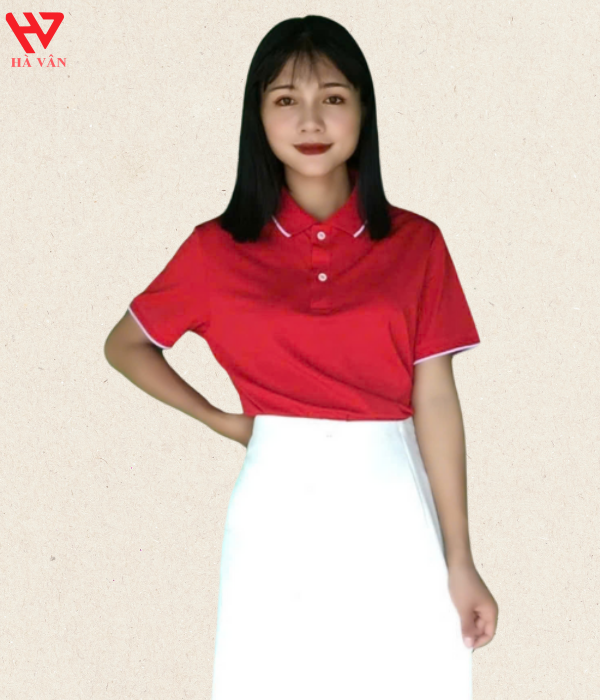 áo đồng phục doanh nghiệp nử màu đỏ tươi
