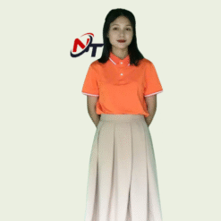 áo thun mùa cam cổ viền trắng