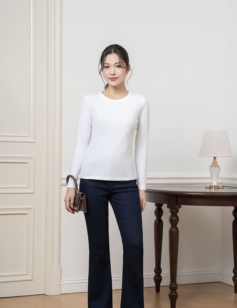 Áo Thun Trắng Nữ Tay Dài Đẹp Thời Trang