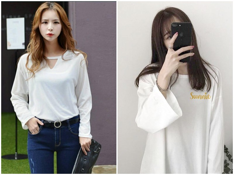 Áo Thun Trắng Nữ Tay Dài Đẹp Thời Trang